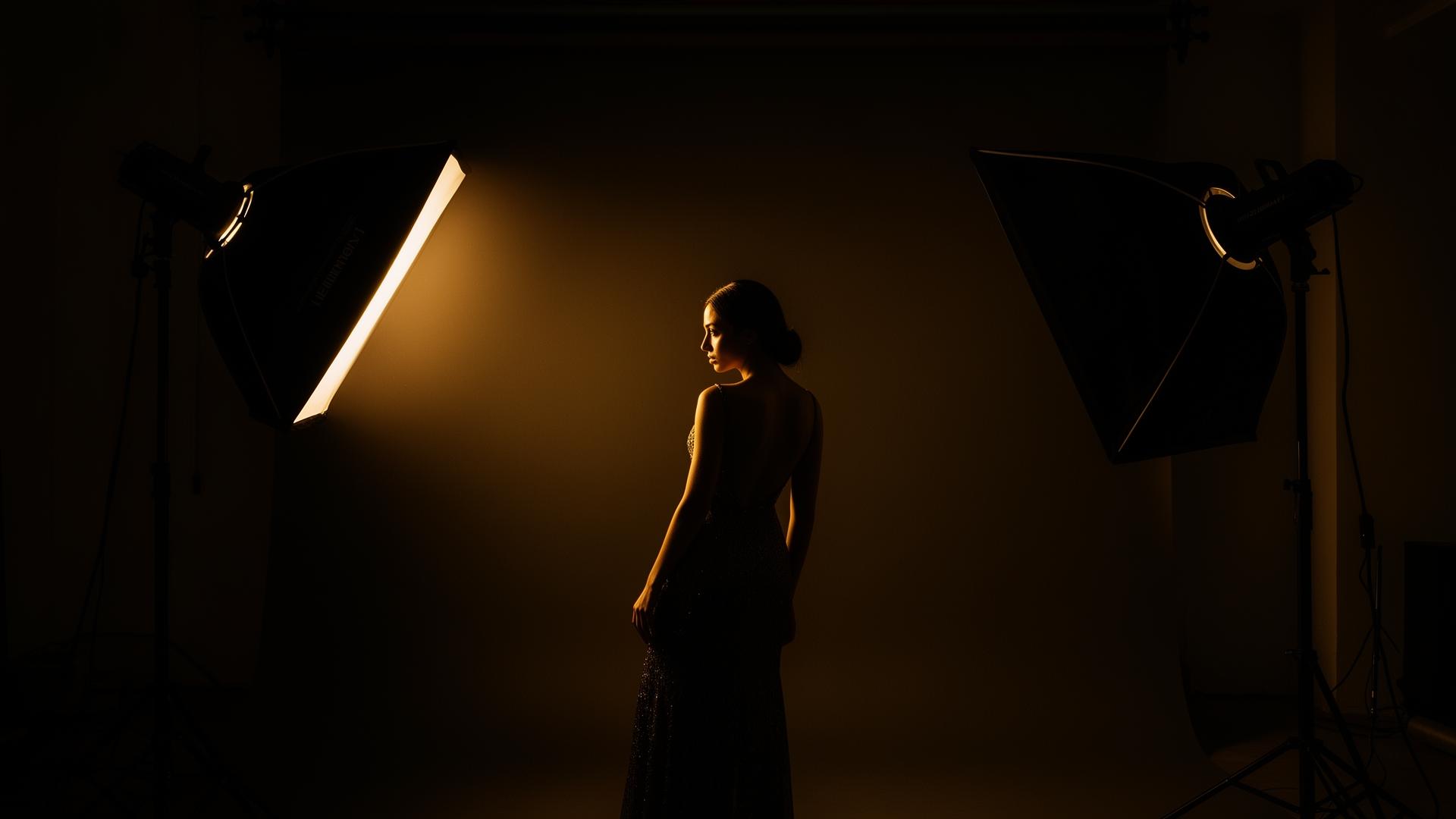 Sesión en estudio con iluminación profesional